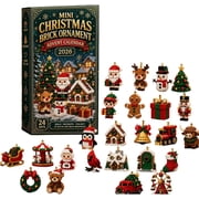 24-Day Mini Christmas Brick Ornament Advent Calendar, 24 Unique Buildable Holiday Designs with Hanging Loops, DIY Building Set for Christmas Trees, Garlands, Mantels and Festive Displays
