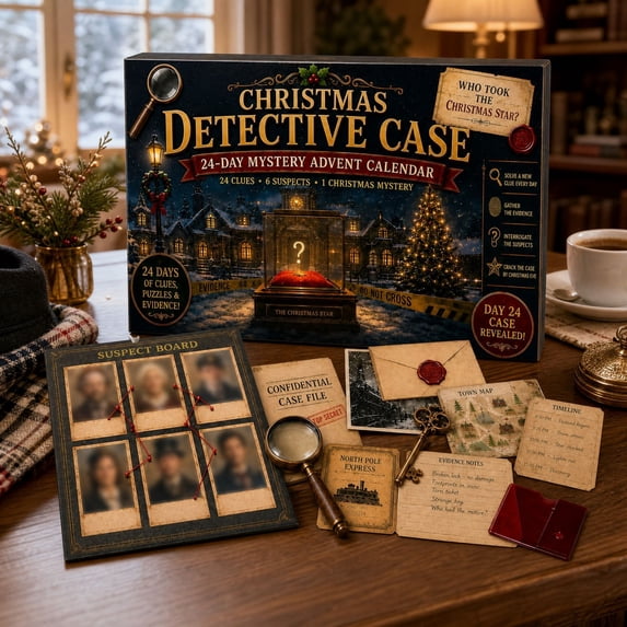 24-Day Mystery Adventure Advent Calendar, Christmas Escape Room Game with Interactive Story Themes, Open A New Discovery Every Day Family Cooperative Game Countdown Gift for Family & Adults