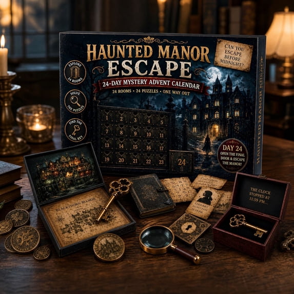 24-Day Mystery Adventure Advent Calendar, Christmas Escape Room Game with Interactive Story Themes, Open A New Discovery Every Day Family Cooperative Game Countdown Gift for Family & Adults