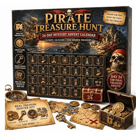 24-Day Mystery Adventure Advent Calendar Collection – 24 Days Christmas Countdown with Clues & Puzzles, Interactive Story Calendar for Mystery Lovers
