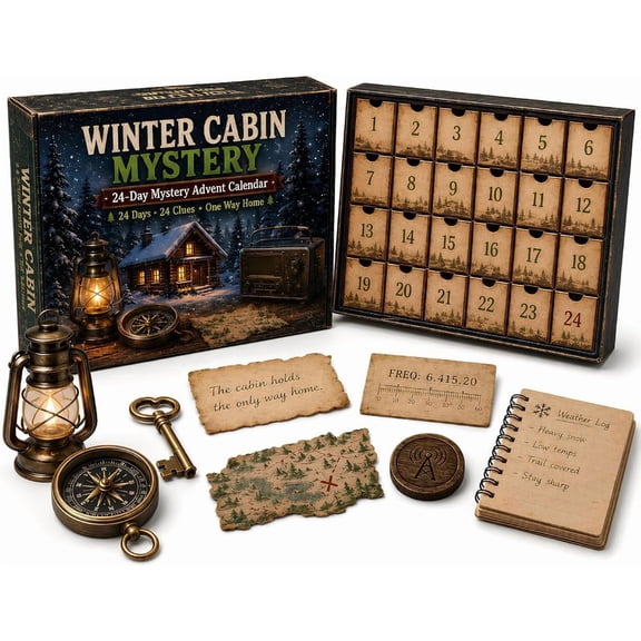 24-Day Mystery Adventure Advent Calendar, Interactive Escape Room Puzzle Game, Hands-On Detective Clues & Decoder Set, Perfect Gift for Christmas Halloween Collectible Gift