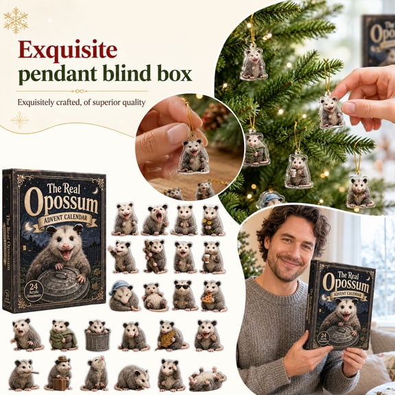 24Day The Real Opossum Advent Calendar, Holiday Countdown Blind Box, Hilarious RealLife Opossum Collectible Acrylic Charms, Unique Christmas Surprise Present