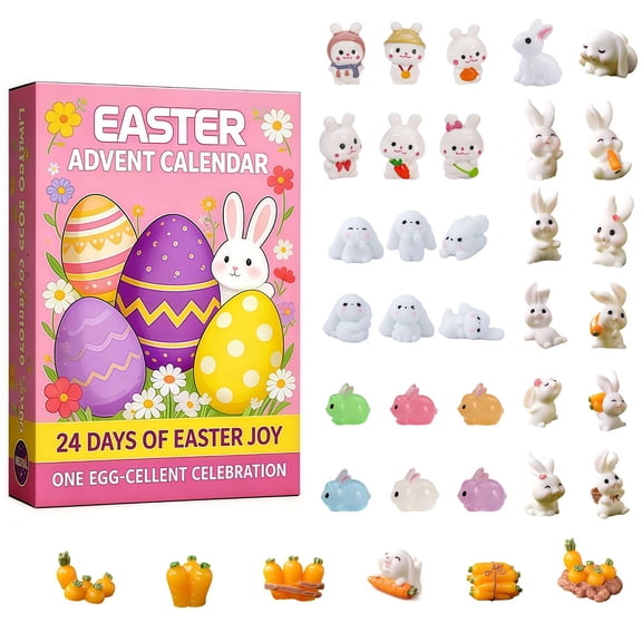 24 Day Springtime Scene Prop Easter Bunny Count Down Calendar
