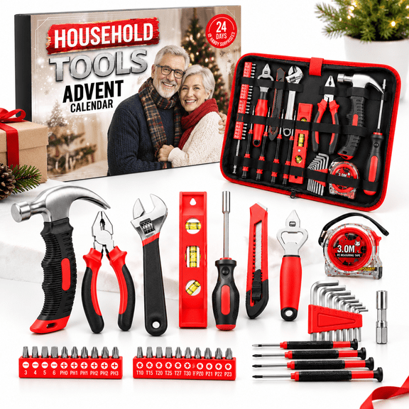 24 Day Tool Advent Calendar for Men Teens, 2026 Christmas Countdown Set with Household Hand Tools