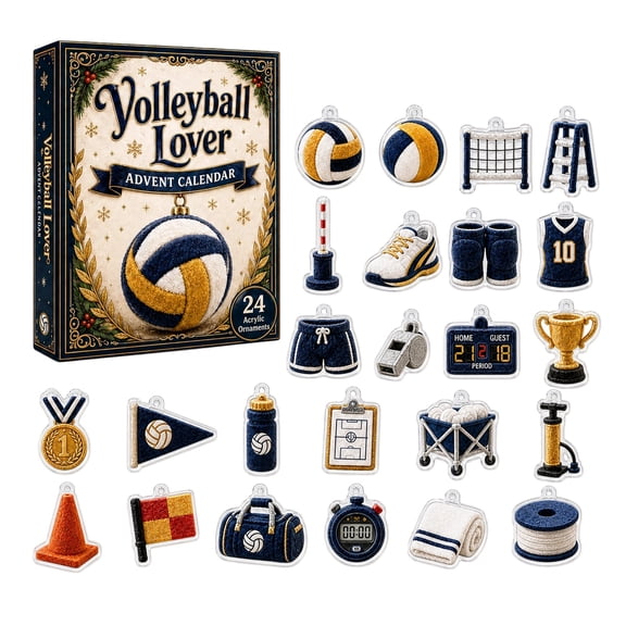 24 Day Volleyball Advent Calendar, Acrylic 2D Ornament Set with Hanging Pendants for Sports Fans Holiday Countdown Gift
