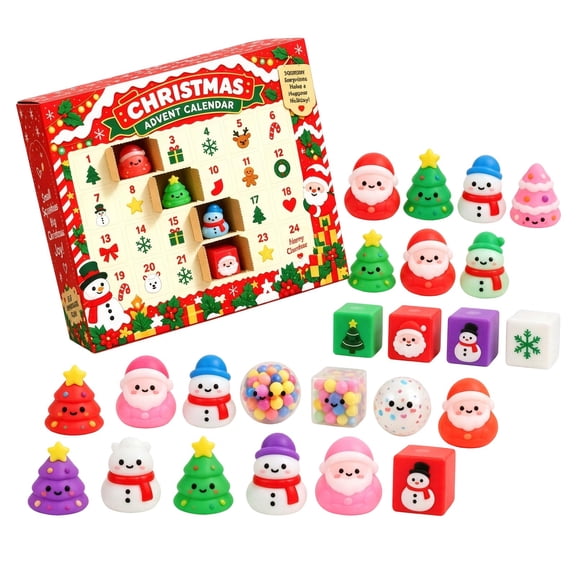 24 Days Adorable Mini Item Surprises Sensory Fidget Toys Adult Advent Calendar 2026 24 Days Squishies Countdown for Adults Christmas Party Favors Gift