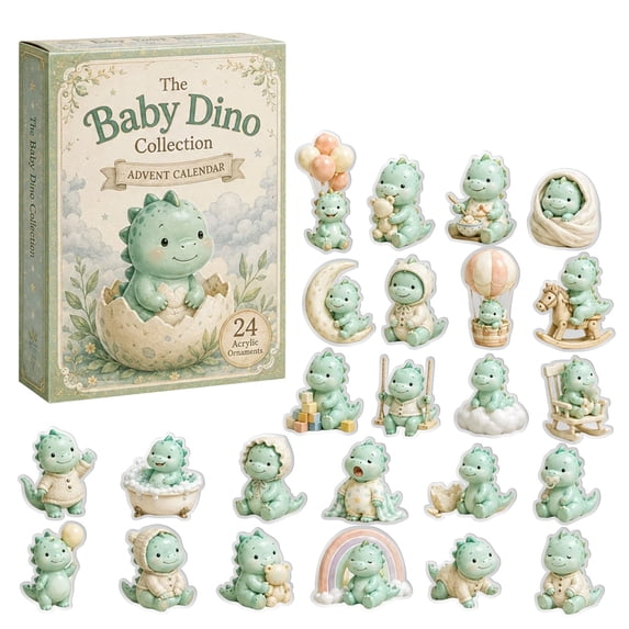 24 Days Baby Dinosaur Pendant Christmas Advent Calendar 2026, Get One Dino‑Theme 2D Pendant Decor Every Day, Xmas Countdown Calendar Blind Box, Christmas Gifts, Christmas Decorations for Tree