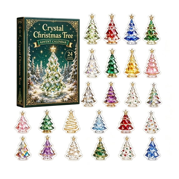 24 Days Christmas Christmas Spinner Tree Collection Countdown Advent Calendar, Collectible Surprise Acrylic Pendant Ornament Set for Family Holiday