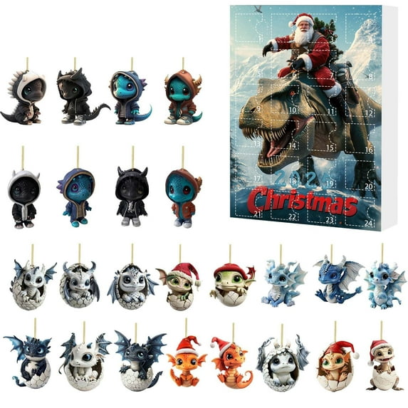24 Days of Christmas Cool Dragon Figurines Advent Calendar 2025 - Cute Baby Dragon Holiday Countdown with Daily Surprises for Kids & Adults,Christmas Decorations & Gifts
