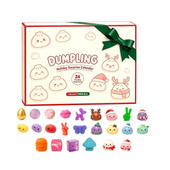 24 Days Christmas Countdown Advent Calendar, Mystery Dumpling Squishy Blind Box, Sensory Stress Relief Fidget Toys for Kids & Adults