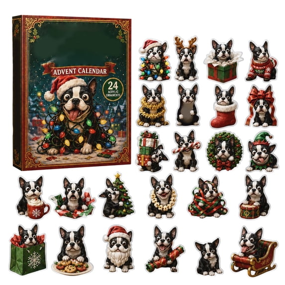 24 Days Christmas Puppy Advent Calendar 2026, Get One Xmas‑Dog 2D Pendant Decor Every Day, Xmas Countdown Calendar Blind Box, Christmas Gifts for Boys Girls, Christmas Decorations for Tree