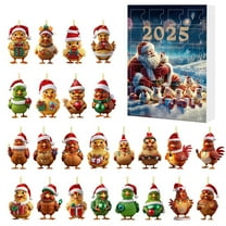 24 Days Countdown Calendar 2025 Christmas Advent Calendar with 24 Cute Chick Ornaments,Santa Rooster Decorations,Advent Calendar for Kids Adults,Holiday Countdown Calendar,Christmas Decorations