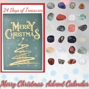 24 Days Crystal Gemstone Advent Calendar, 2025 Xmas Countdown Calendar, Surprise Each Day Festive Birthday Christmas Gift Box for Girls Boys,Green-Gem Large