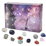 24 Days Crystal Gemstone Advent Calendar, 2025 Xmas Countdown Calendar, Surprise Each Day Festive Birthday Christmas Gift Box for Girls Boys,Purple-Gem Large