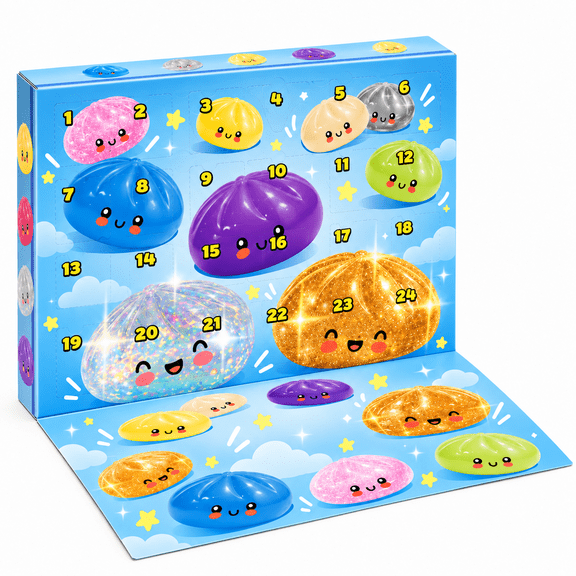24 Days Dumpling Advent Calendar, Mystery Squishy Christmas Surprise Box with Colorful Mini Dumplings, Sensory Fidget Toys, Christmas Gifts and Stocking Stuffers