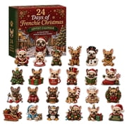 24 Days of Frenchie Christmas Advent Calendar 2026, 24 Pcs Christmas French Bulldog Themed Acrylic Hanging Ornaments, Christmas 24 Day Countdown Collectible Surprise Gift for French Bulldog Lovers