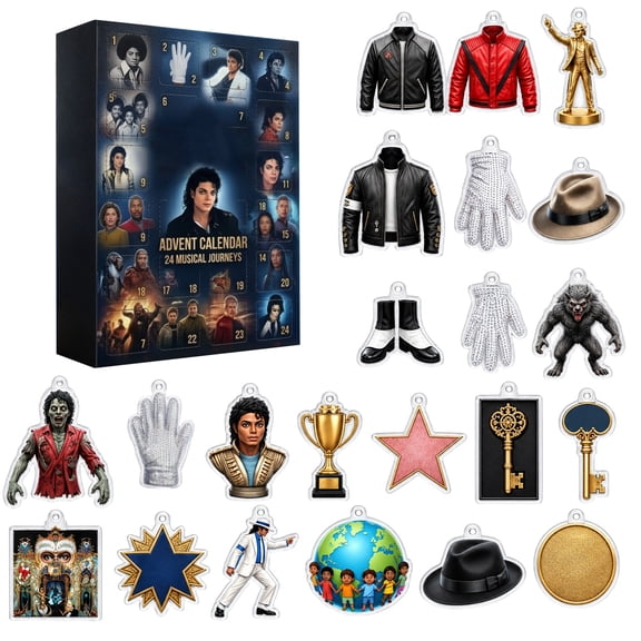 24 Days Michael Music Legend Advent Calendar, Music Themed Countdown Blind Box with 24 Acrylic Hanging Ornaments, Collectible Pendant Set, Holiday Surprise Gift for Fans Desktop and Room Decoration