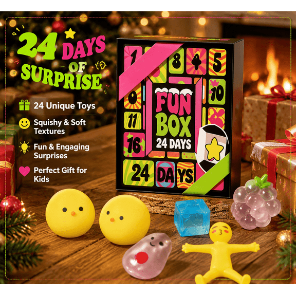 24 Days Surprise Box Advent Calendar, Holiday Countdown Gift Box, Mini Surprise Collection, Sensory Experience Set, Novelty Gift Set, Party Favor Supplies, Seasonal Celebration Gifts