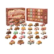 24 Days of Sweet Treat Rides Advent Calendar, 24-Day Holiday Countdown Blind Box, 24Pcs Cute Dessert & Candy Themed Mini Car Models, Christmas Surprise Gift for Collectors