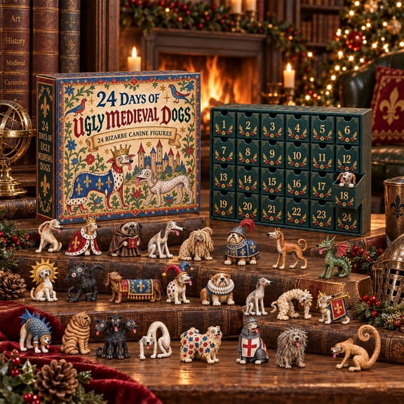 24 Days of Ugly Medieval Dogs Advent Calendar 24 Bizarre Canine Figures,24 Unique Dog Figurines, Medieval-Themed Collectible Countdown, Funny Christmas Gift for Dog Lovers, Adults & Collectors