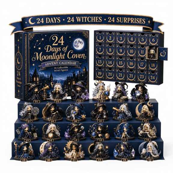 24 Days Witch Advent Calendar 2026, Moonlight Coven Mini Witches Countdown Box, Magical Fantasy Christmas Decor Gift for Witchcraft Enthusiasts