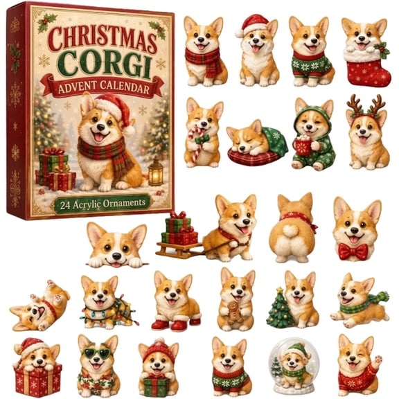24 Days of Corgi Advent Calendar 2026 3D Figurines, 24 Unique Collectible Miniatures Christmas Countdown for Dog Lovers