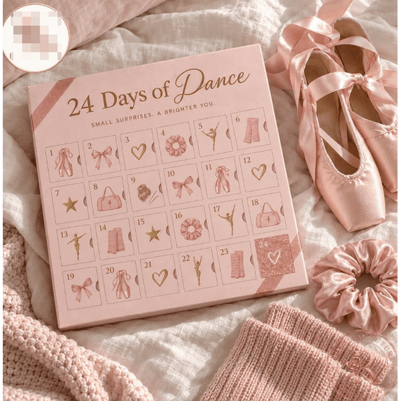 24 Days of Dance Advent Calendar for Teen Girls, Ballet Themed Countdown Surprise Box, Mini Charms Hair Accessories Jewelry Advent Gift