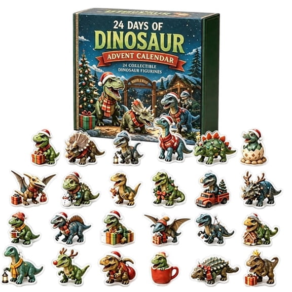 24 Days of Dinosaur Advent Calendar, Dinosaur Advent Calendar 2026 with 24 2D Mini , Countdown Surprise Collection, Holiday Gift Dinosaur Fans