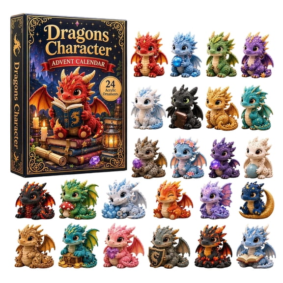 24 Days of Dragon Christmas Advent Calendar 2026, 24 3D Acrylic Dragon Ornaments, Surprise Toy Collection