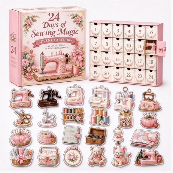 24 Days of Sewing Magic Advent Calendar, Craft Gift, 24pcs 2D Acrylic Sewing Machine Seasonal Decor Sewings Lovers Gift for Craft Lovers,1pcs