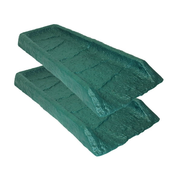 24" Decorative Resin Downspout Rain Splash Block with Stone Texture 2pk - Hunter Green