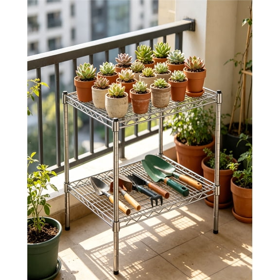 24" Deep x 24" Wide x 34" Height Wire Shelving Kit, 2-Tier Commercial Storage Rack Unit