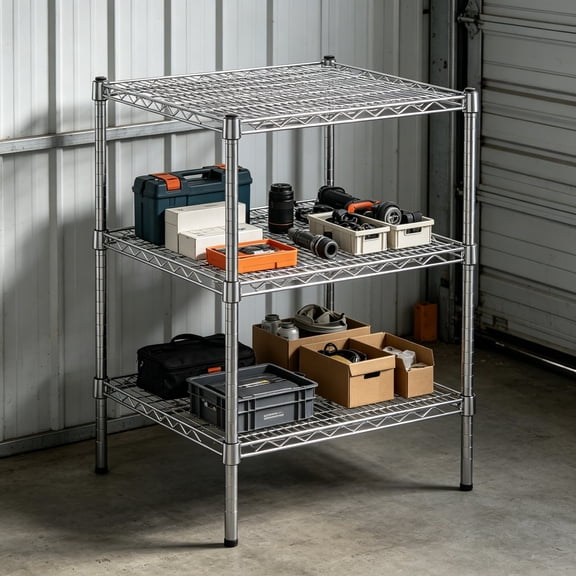 24" Deep x 24" Wide x 34" Height Wire Shelving Kit, 3-Tier Commercial Storage Rack Unit