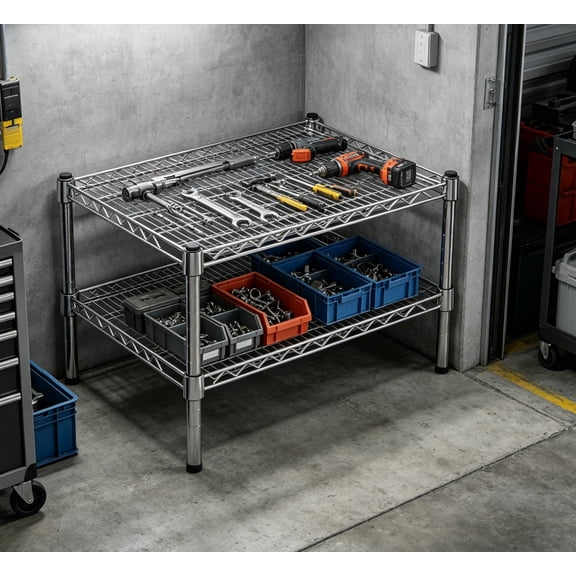 24" Deep x 30" Wide x 14" Height Wire Shelving Kit, 2-Tier  Commercial Storage Rack Unit