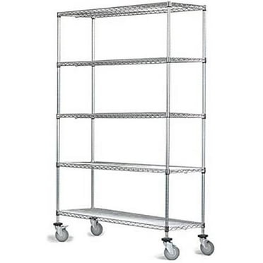 24" Deep x 30" Wide x 69" High 5 Tier Gray Wire Shelf Truck with 800 lb Capacity