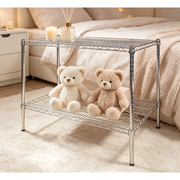 24" Deep x 36" Wide x 27" Height Wire Shelving Kit, 2-Tier Commercial Storage Rack Unit