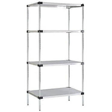 24" Deep x 36" Wide x 63" High 4 Tier Stainless Steel Solid Starter Shelving Unit