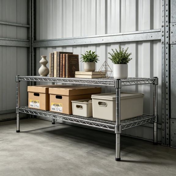 24" Deep x 42" Wide x 14" Height Wire Shelving Kit, 2-Tier Commercial Storage Rack Unit