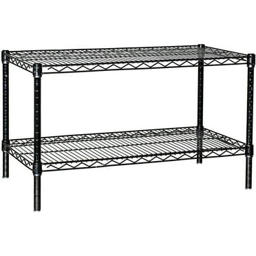 24" Deep x 42" Wide x 14" High 2 Tier Black Starter Shelving Unit
