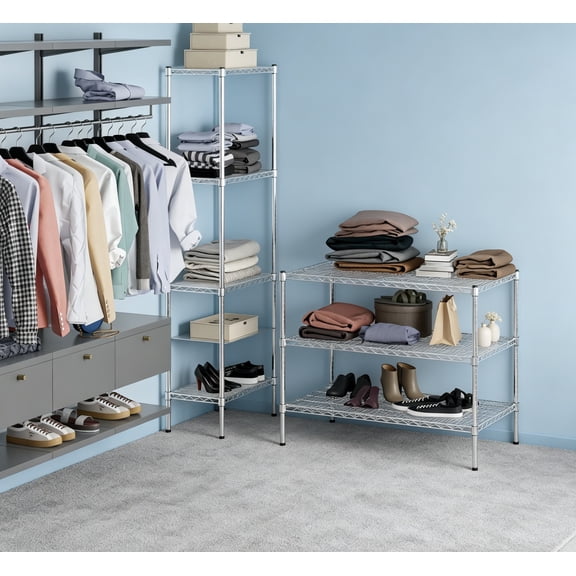 24" Deep x 42" Wide x 34" Height Wire Shelving Kit, 3-Tier Commercial Storage Rack Unit