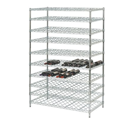 24" Deep x 48" Wide x 63" High 10 Chrome Shelf Double Wine Rack with 240 Bottle Storage Capacity