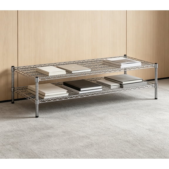 24" Deep x 54" Wide x 14" Height Wire Shelving Kit, 2-Tier Commercial Storage Rack Unit