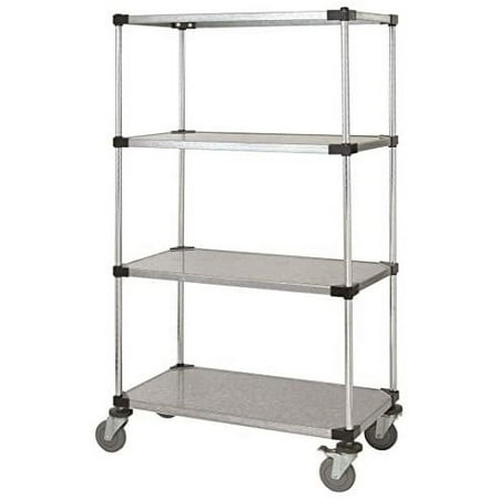 24" Deep x 60" Wide x 86" High 4 Tier Solid Galvanized Mobile Shelving Unit with 1200 lb Capacity