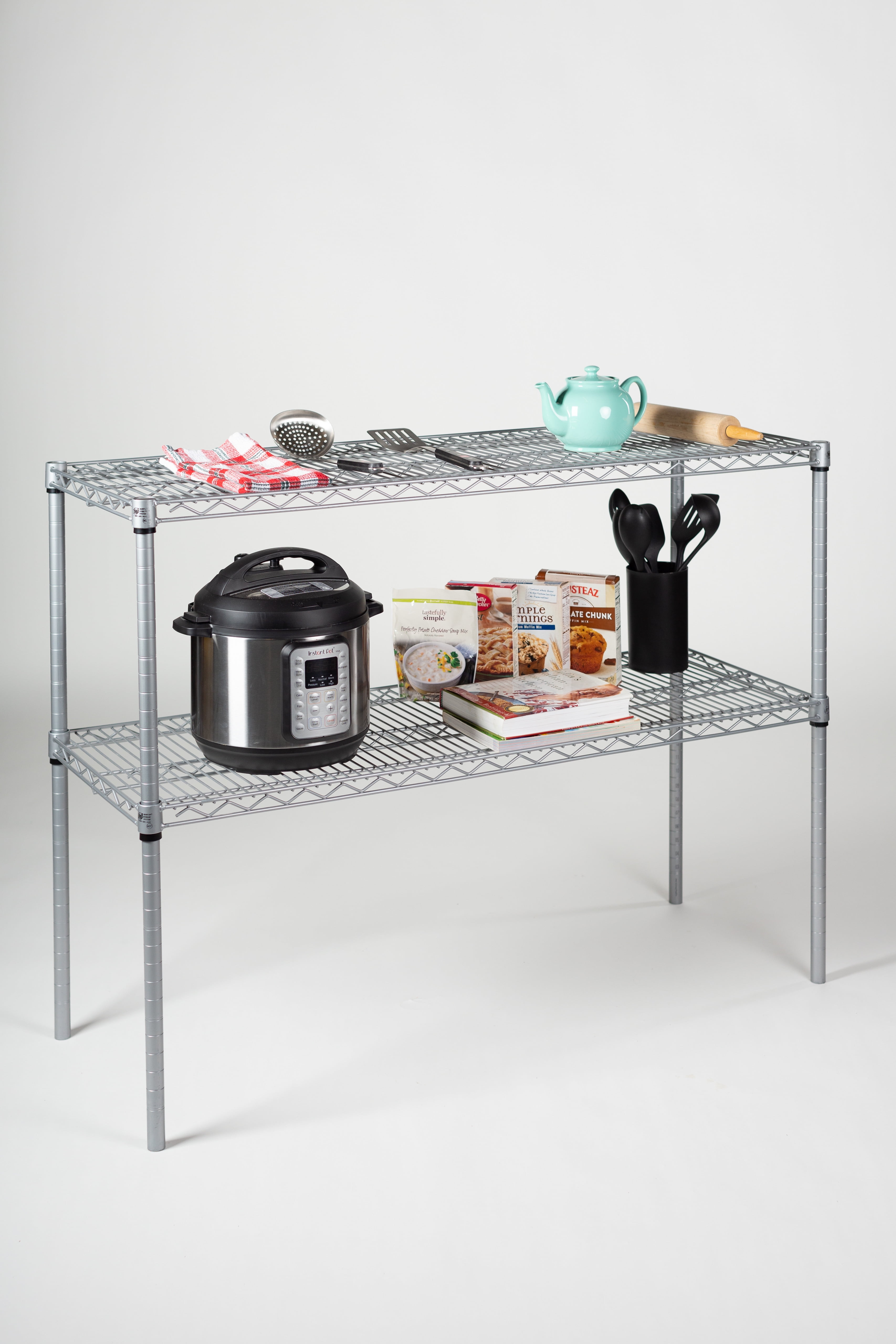 24" Deep x 66" Wide x 36" High 2 Tier Gray Starter Shelving Unit