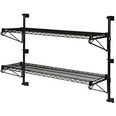 24" Deep x 72" Wide x 33" High Adjustable 2 Tier Black Wall Mount Shelving Kit