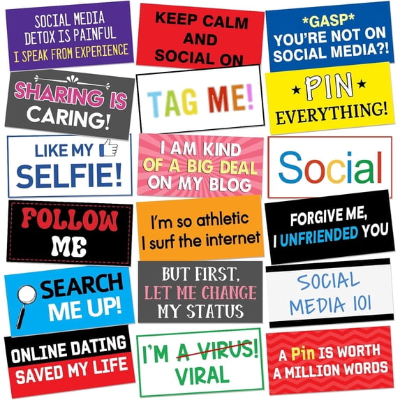 24 Designs Social Media Photo Booth Props Social Media Party Photo ...