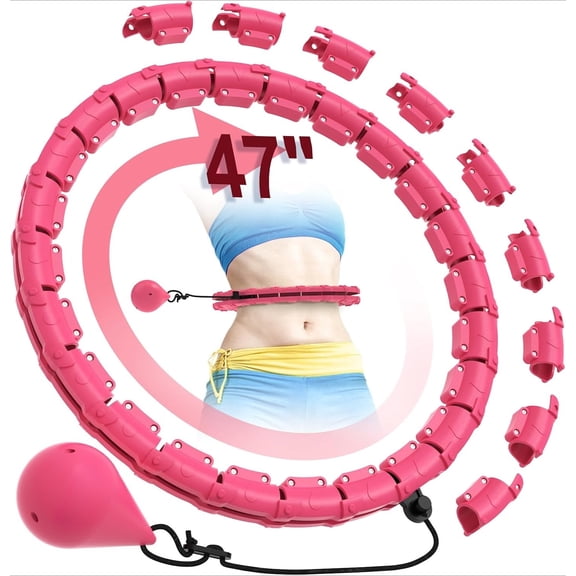 24 Detachable Links Infinity Exercise Hoop, 47 Inch Plus Size Weighted Hula Circle Hoop for Adults, Safe Fitness Hoop for Women Beginners & Weight Loss
