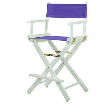 "24" Director's Chair White Frame-Purple Canvas"