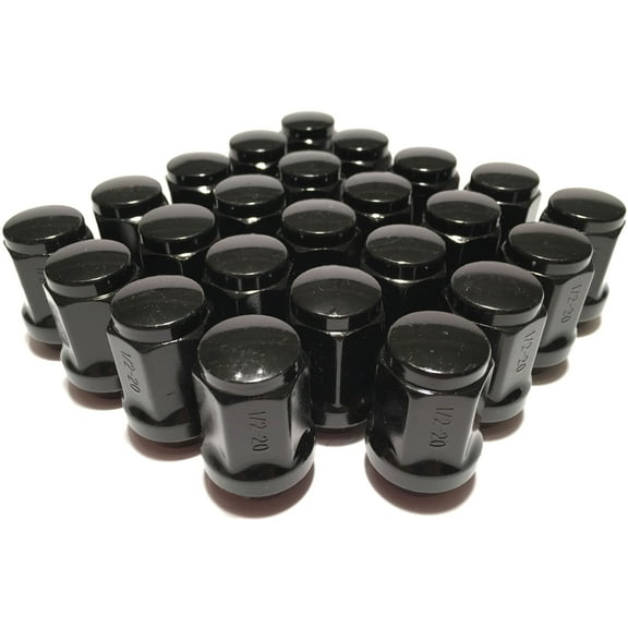 24 Dodge Durango Dakota Black Bulge Acorn Lug Nuts 1/2"-20 Closed End Lugnuts