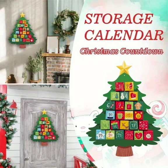 24-Door Advent Calendar DIY Craft Kit for Christmas, Paper Hanging Wall Decoration with Numbered Compartments, Festive Holiday Countdown Calendar for Kids and Adults, Reusable Christmas Décor